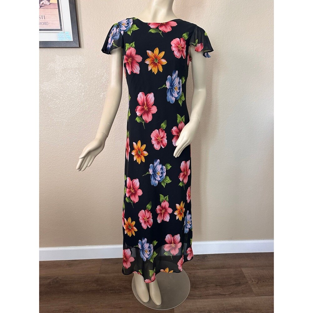 VTG Mary McFadden Dress Floral Maxi SZ 6 Y2K Phoebe Buffay 90's Mature Wedding
